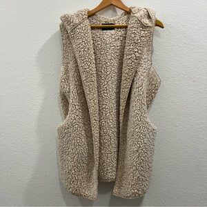 Love Tree Sherpa Teddy Bear Style Vest With‎ Hood beige Size Small